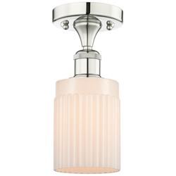 Hadley 4.5"W Polished Nickel Semi.Flush Mount With Matte White Glass S