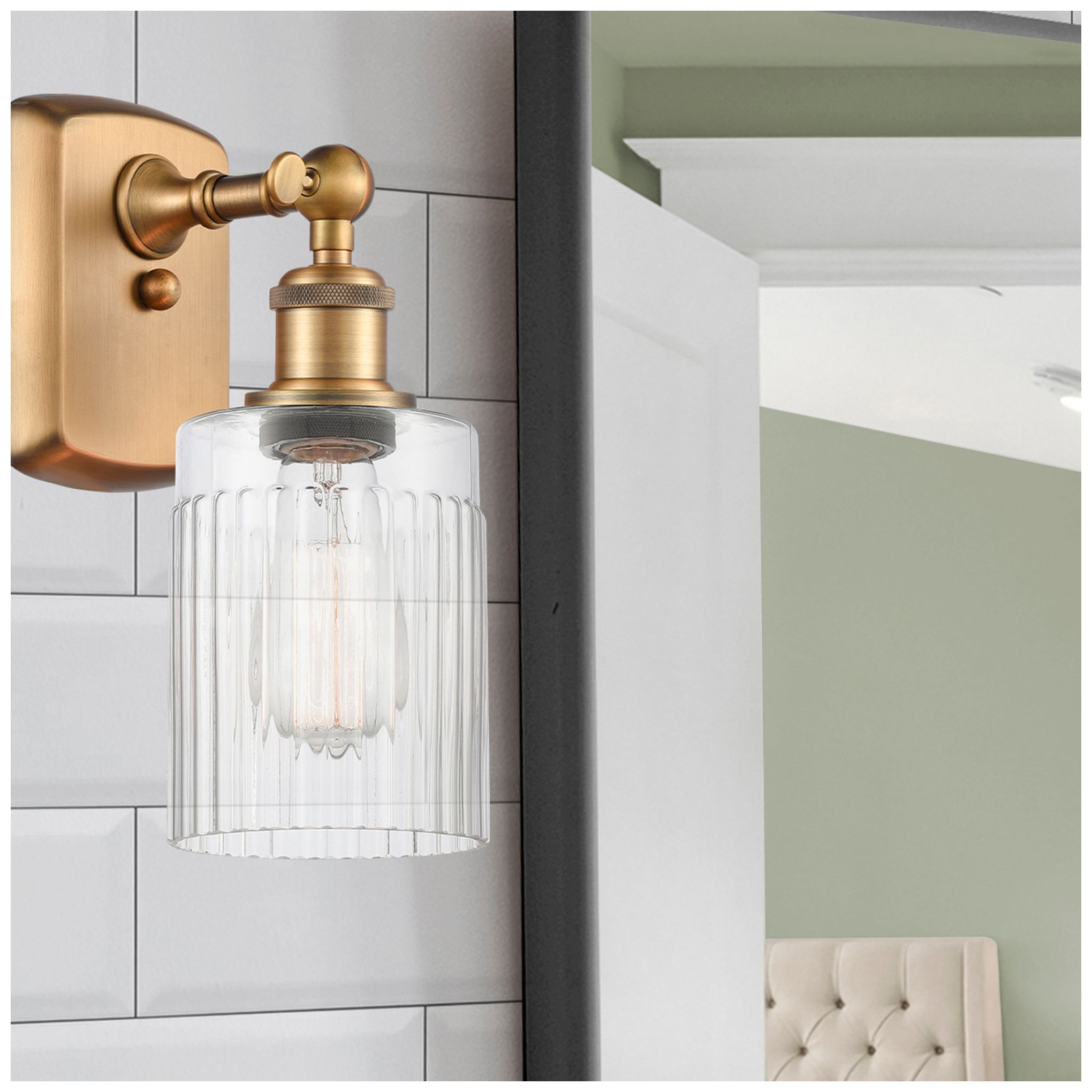 Image 2 Hadley 5" Brushed Brass Sconce w/ Clear Shade more views