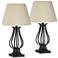 Hadley Bronze Outlet Table Lamps with Ivory Linen Pleat Shades Set of 2