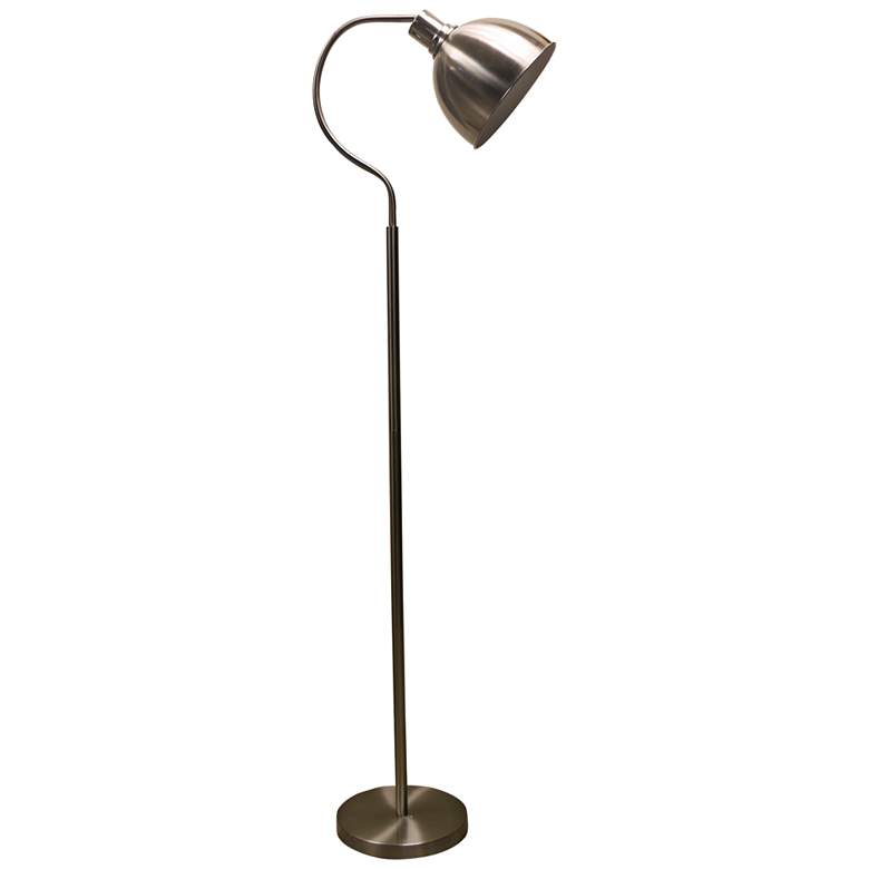 Image 1 Hadley Brushed Steel Arched Neck Metal Floor Lamp