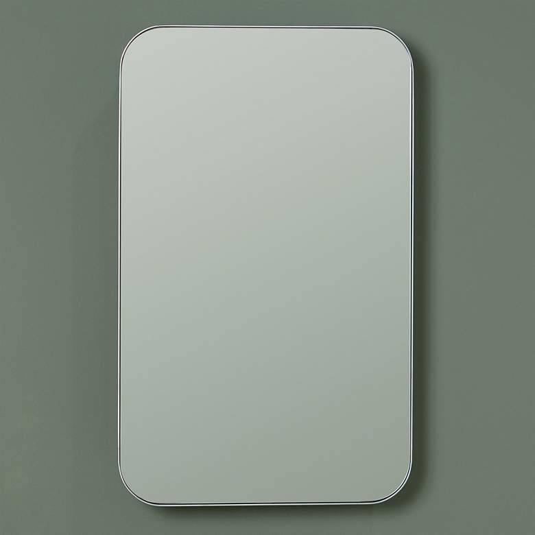 Image 1 Hadley Shiny Silver 16" x 26" Medicine Cabinet Wall Mirror 