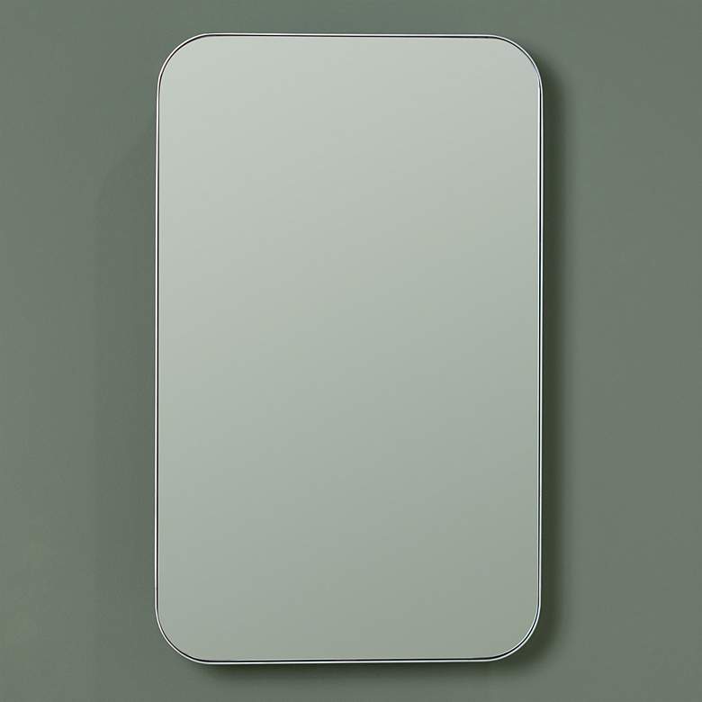 Image 1 Hadley Shiny Silver 16" x 26" Medicine Cabinet Wall Mirror