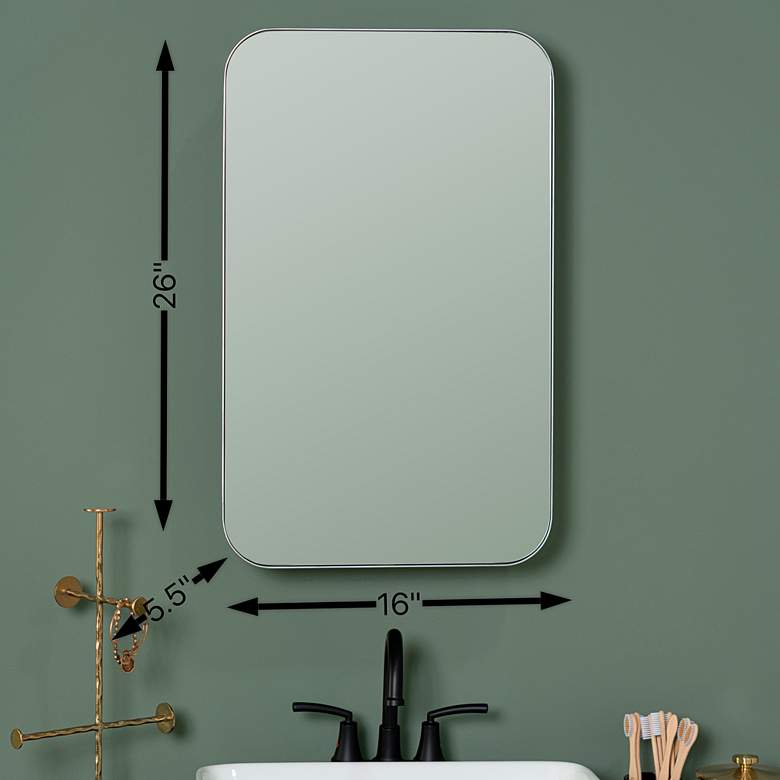 Image 7 Hadley Shiny Silver 16" x 26" Medicine Cabinet Wall Mirror more views