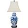 Hado Blue and White Chinoiserie 27" Temple Jar Porcelain Table Lamp