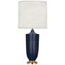 Hadrian Matte Midnight Blue and Modern Brass Table Lamp