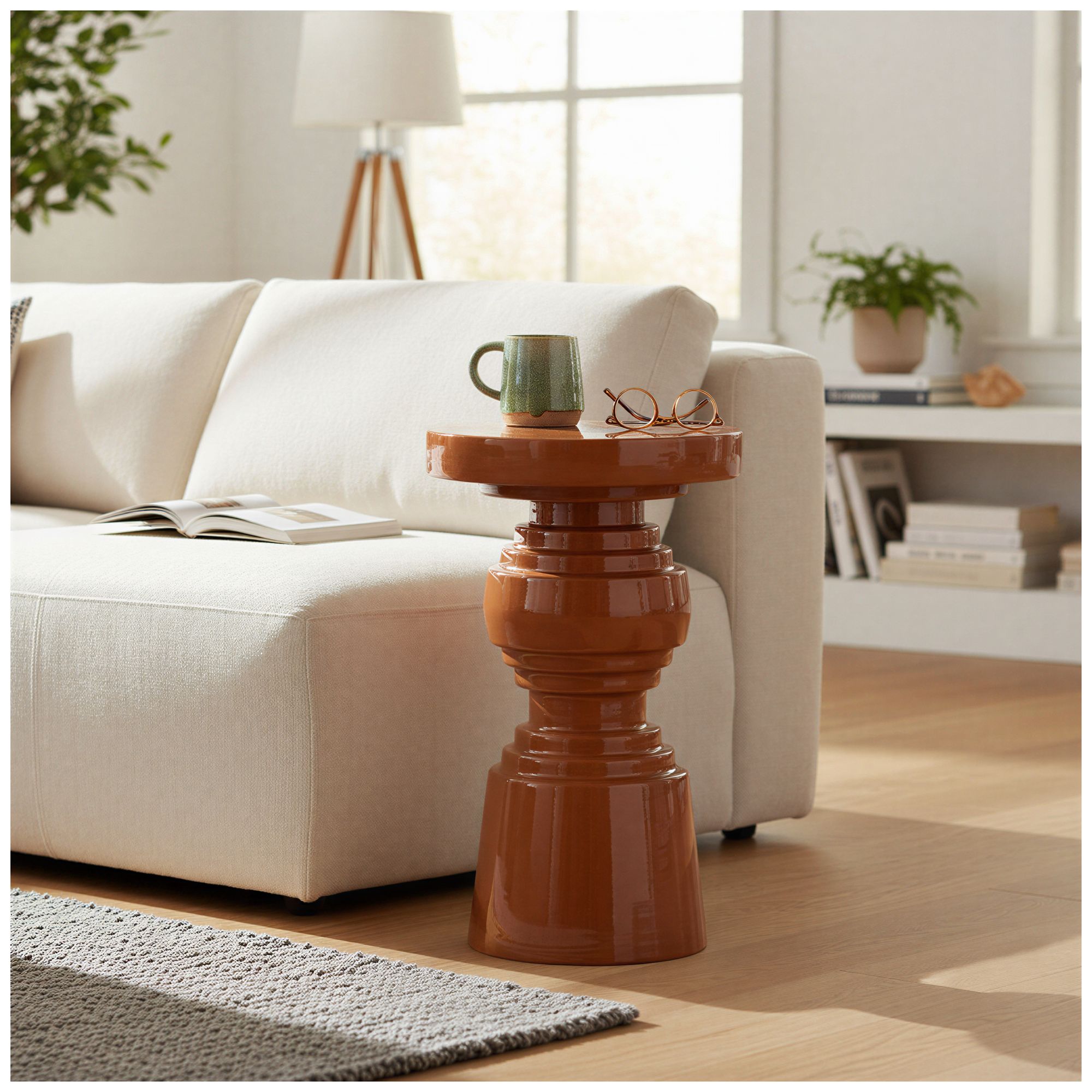 Image 2 Hadrian Round High Gloss Metal Hourglass Side Table more views