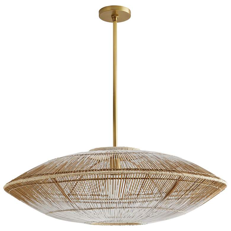 Image 1 Hadya 32 inch Wide Antique Brass White Ombre Pendant Light