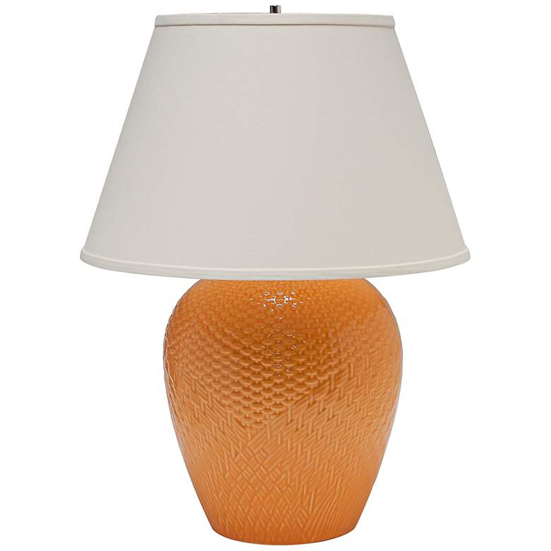 Image 1 Haeger Potteries Basket Tangerine Orange Table Lamp