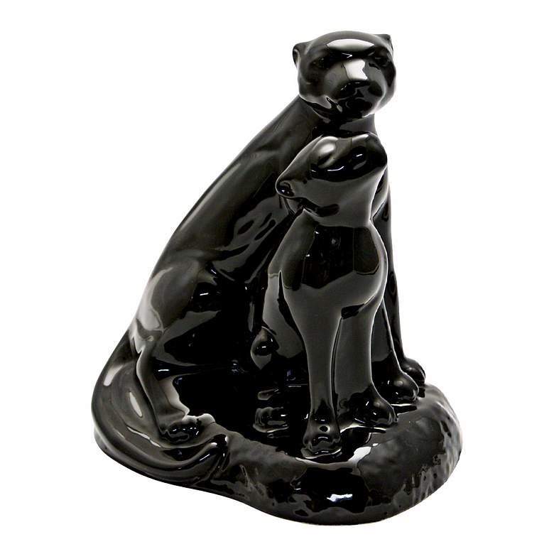 Image 1 Haeger Potteries Black Cheetah and Cub Ceramic Sculpture