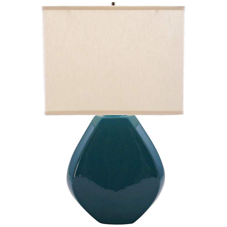Image 1 Haeger Potteries Ocean Blue Ceramic Octagon Table Lamp