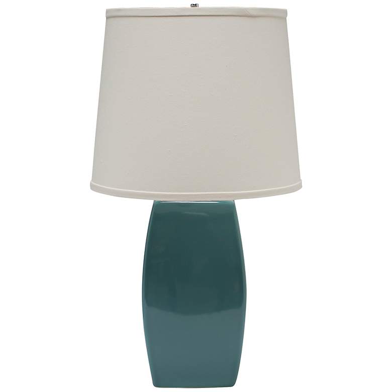 Image 1 Haeger Potteries Soft Rectangle Marine Blue Table Lamp