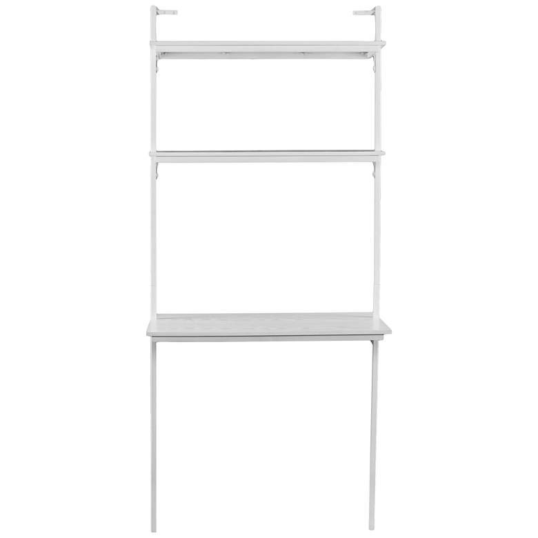 Image 3 Haeloen 30" Wide Matte White 3-Shelf Wall Mount Desk more views