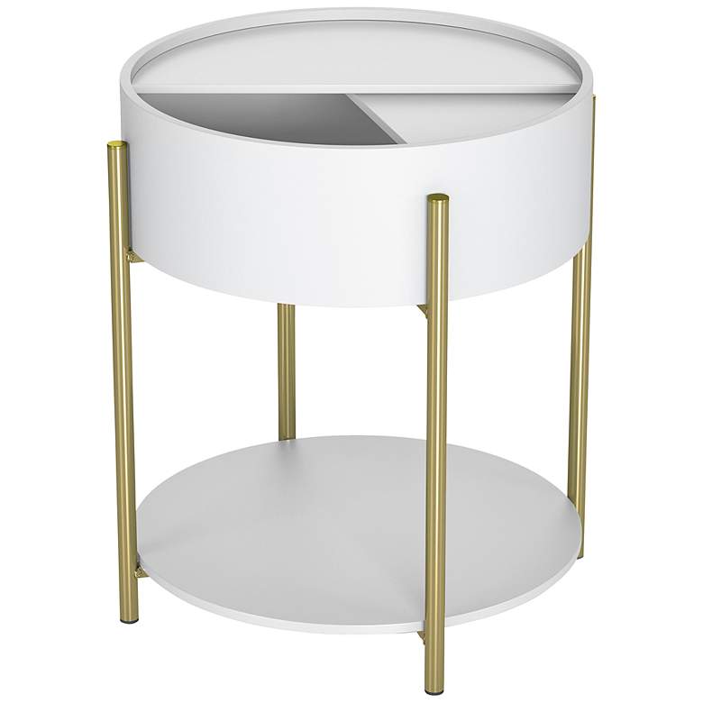 Image 2 Haft 19 3/4"W White 1-Shelf End Table with Hidden Storage