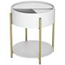 2_Haft 19 3/4"W White 1-Shelf End Table with Hidden Storage