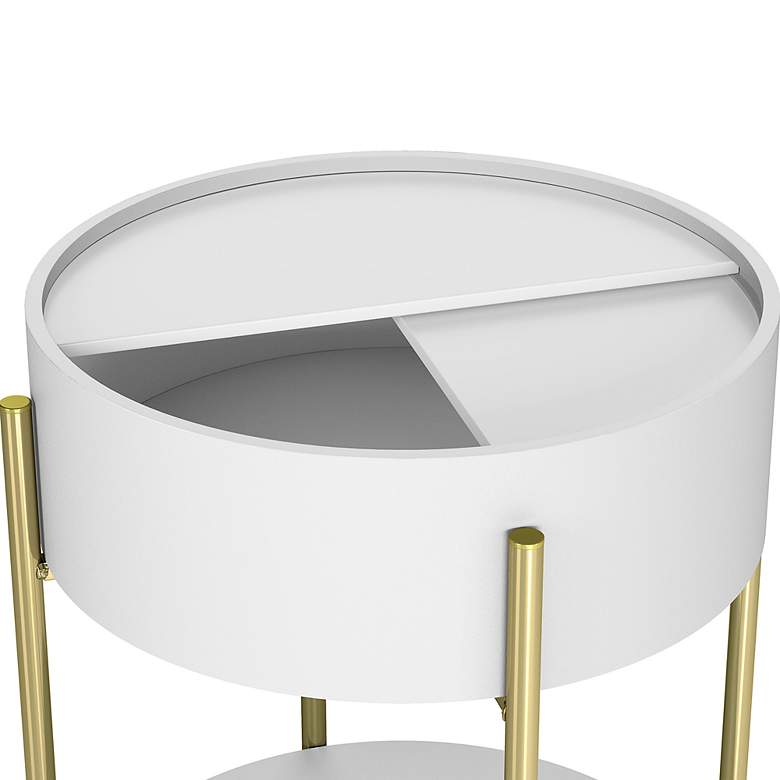 Image 4 Haft 19 3/4"W White 1-Shelf End Table with Hidden Storage more views