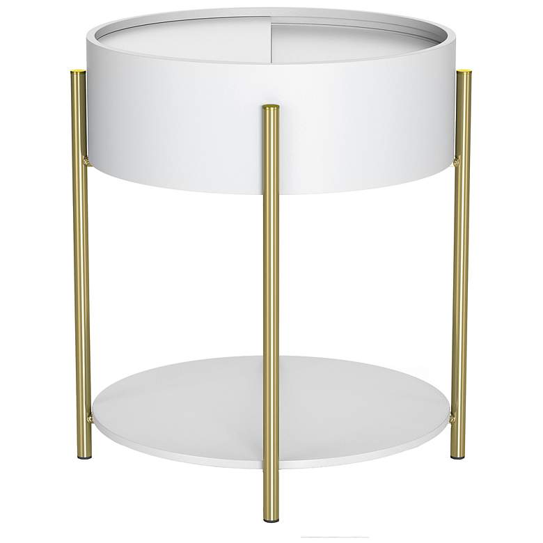 Image 6 Haft 19 3/4"W White 1-Shelf End Table with Hidden Storage more views