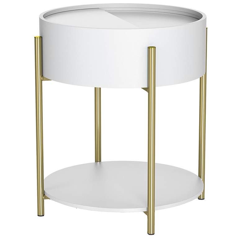 Image 7 Haft 19 3/4"W White 1-Shelf End Table with Hidden Storage more views