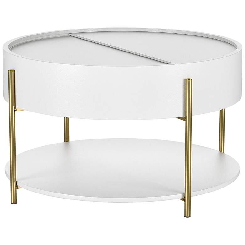 Image 2 Haft 32 1/4"W White 1-Shelf Coffee Table with Hidden Storage