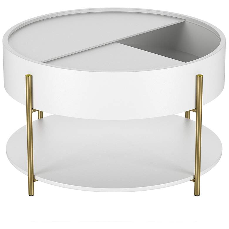 Image 6 Haft 32 1/4"W White 1-Shelf Coffee Table with Hidden Storage more views