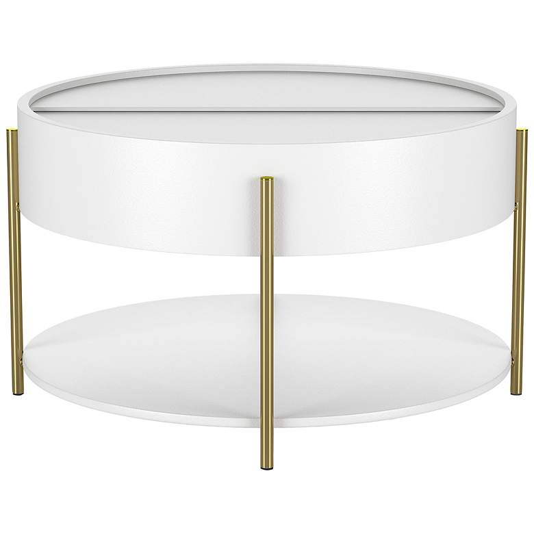 Image 7 Haft 32 1/4"W White 1-Shelf Coffee Table with Hidden Storage more views