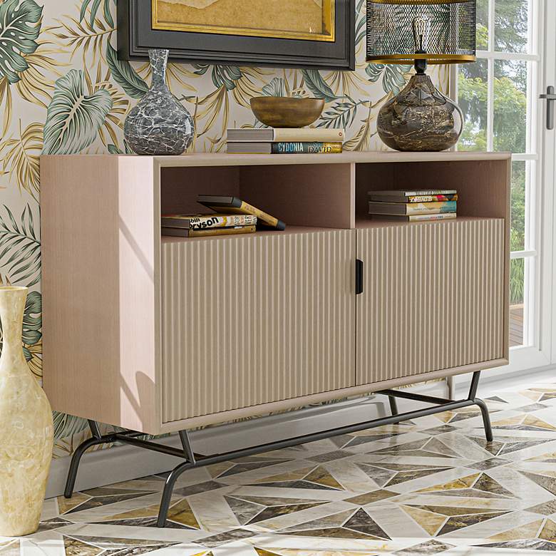 Image 1 Haft 47 1/4" Wide Blush Pink Wood 2-Door 2-Shelf Buffet