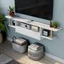 1_Haft 63" Wide White Wood 3-Shelf Floating TV Stand
