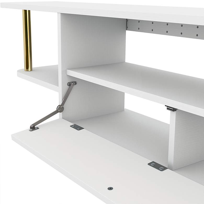 Image 4 Haft 63" Wide White Wood 3-Shelf Floating TV Stand more views