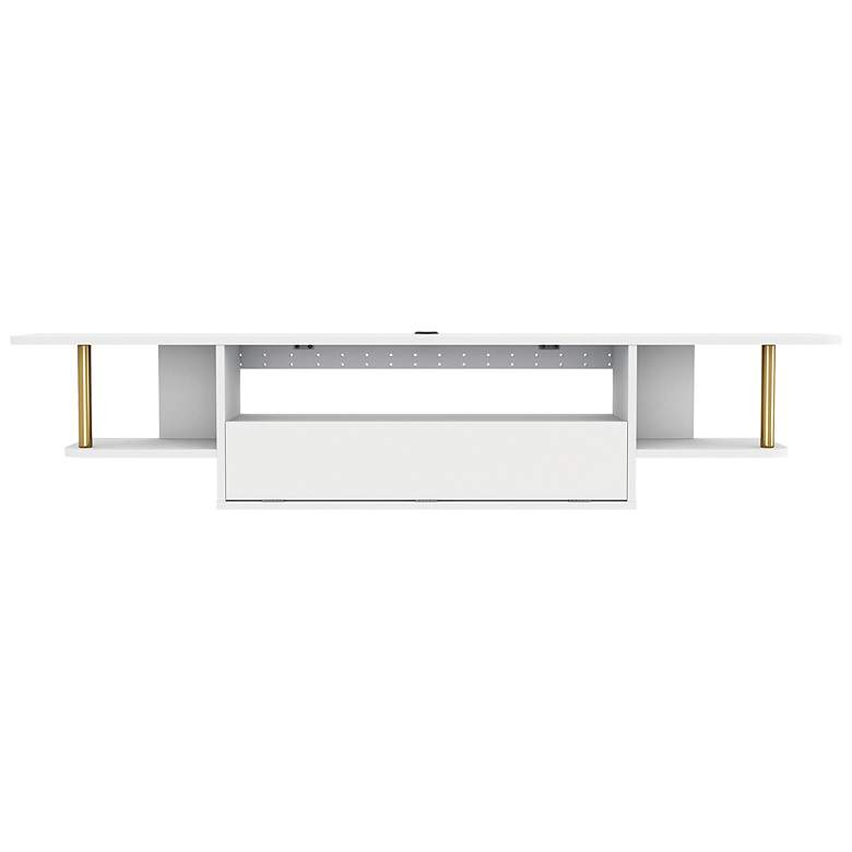 Image 7 Haft 63" Wide White Wood 3-Shelf Floating TV Stand more views