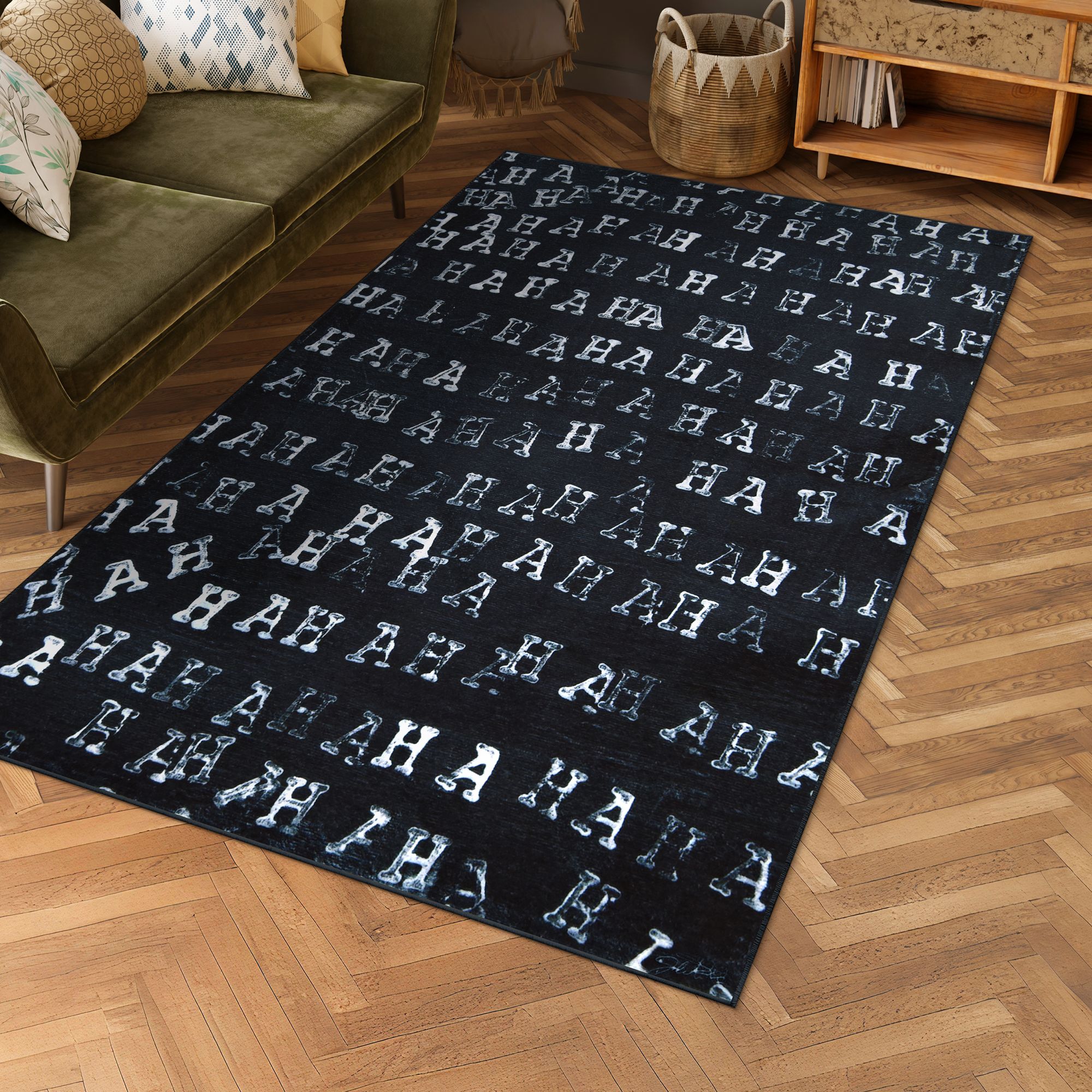 Image 2 Haha II 5'x8'Hand Washable Power-loomed Art Area Rug 100% polyester more views