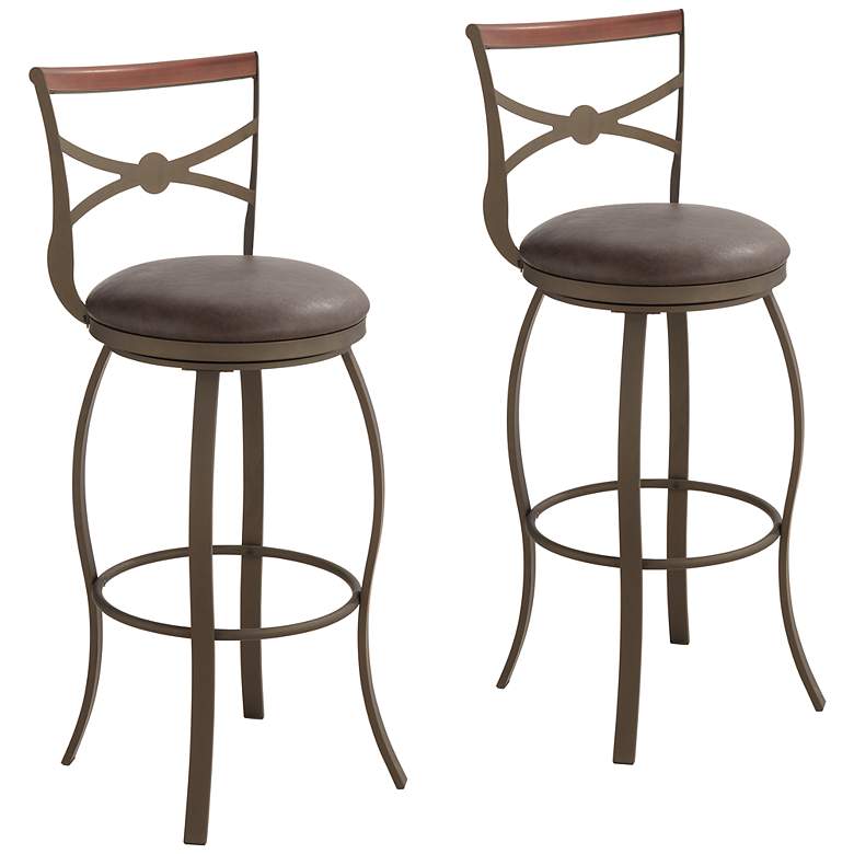Image 3 Haidar 25" Glitter Bronze Metal Swivel Counter Stools Set of 2
