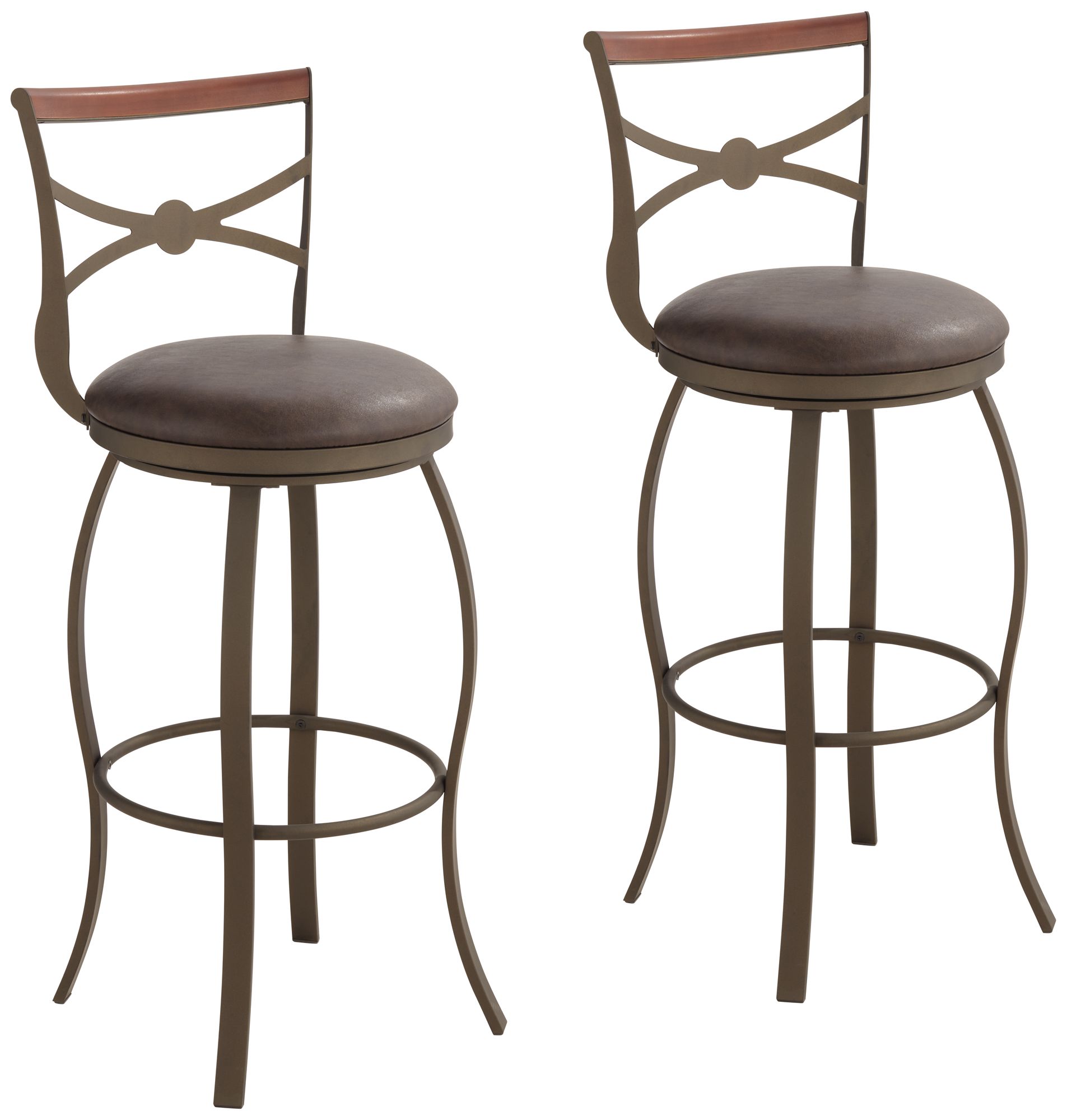Image 3 Haidar 25" Glitter Bronze Metal Swivel Counter Stools Set of 2