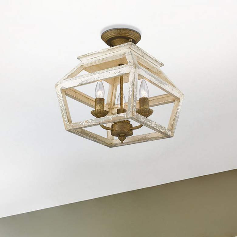 Image 2 Haiden 12 1/2" Wide Burnished Chestnut 3-Light Ceiling Light
