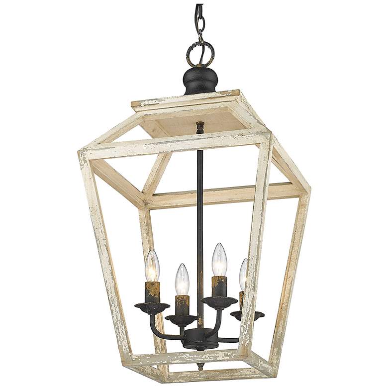 Image 3 Haiden 15 3/4"W Black and Distressed Wood 4-Light Pendant