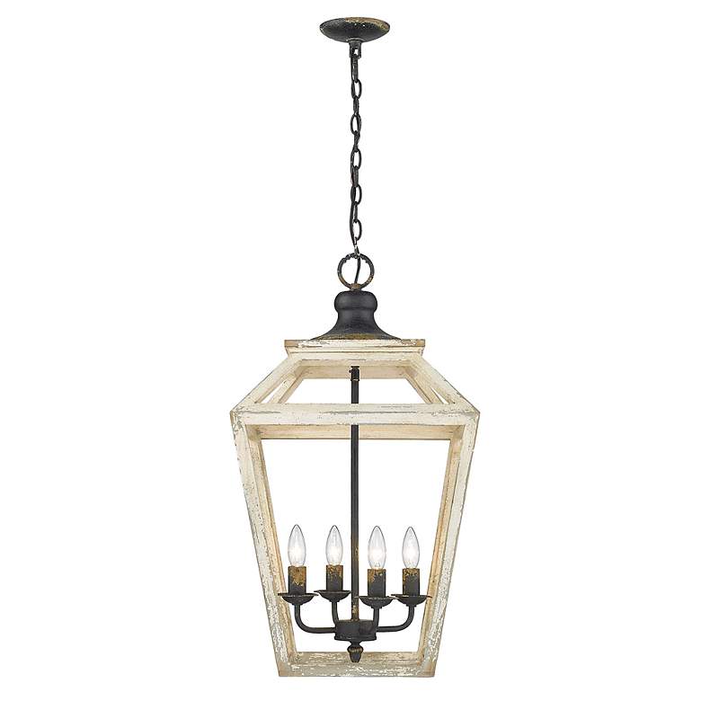 Image 4 Haiden 15 3/4"W Black and Distressed Wood 4-Light Pendant more views