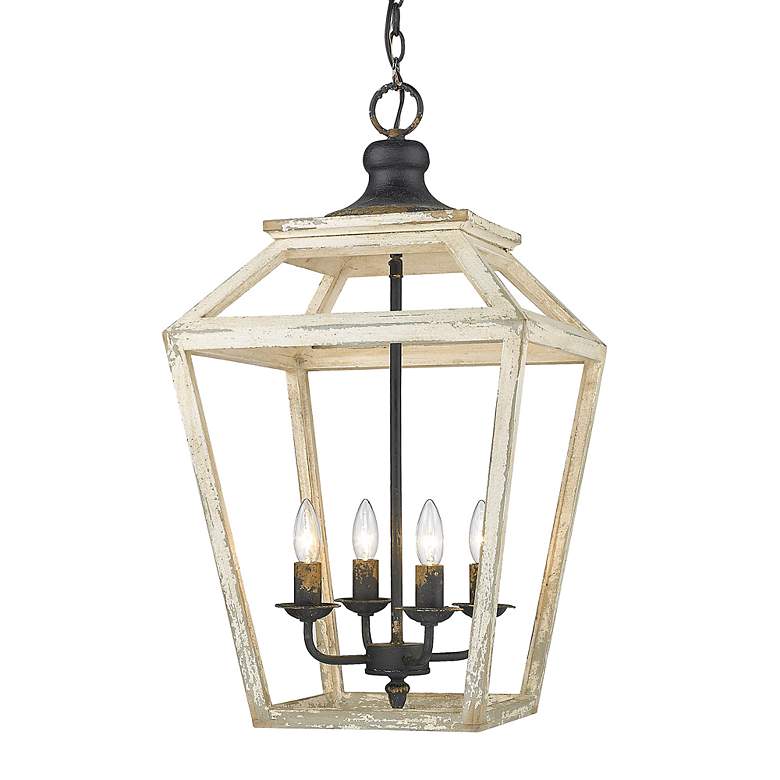 Image 5 Haiden 15 3/4"W Black and Distressed Wood 4-Light Pendant more views