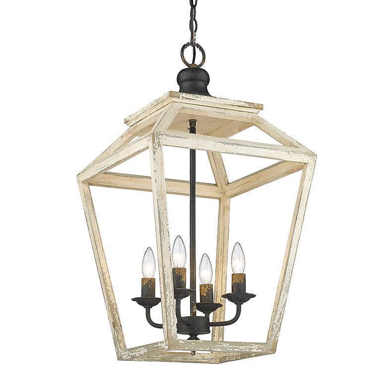 Image 6 Haiden 15 3/4"W Black and Distressed Wood 4-Light Pendant more views