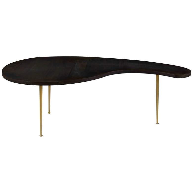 Image 1 Haiku 48 1/2" Wide Dark Gray and Brass Kidney Cocktail Table
