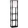 Haiku Black Finish Etagere Shelf with Built-In Floor Lamp