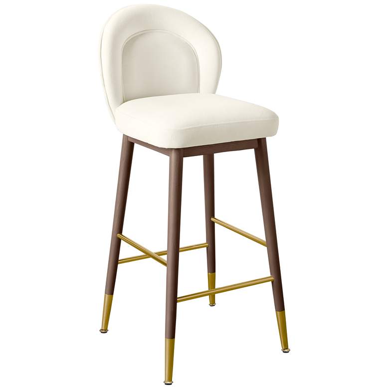 Image 1 Hailey 30 1/4" Cream Velvet Fabric Bar Stool