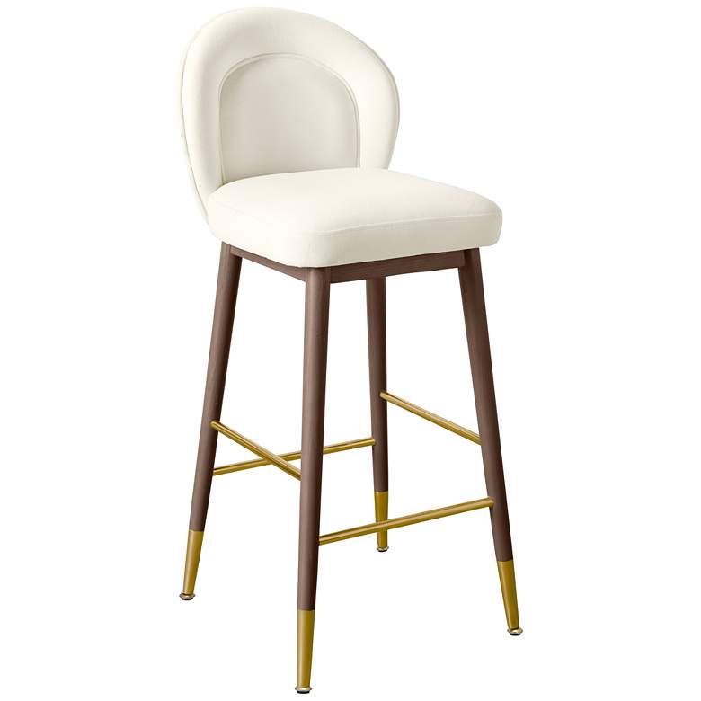 Image 1 Hailey 30 1/4 inch Cream Velvet Fabric Bar Stool