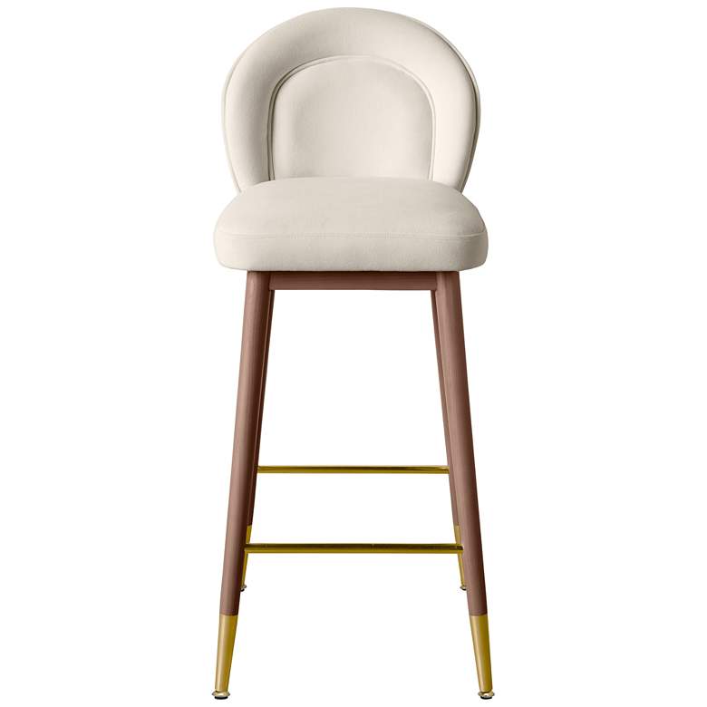 Image 3 Hailey 30 1/4 inch Cream Velvet Fabric Bar Stool more views