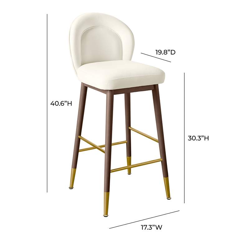 Image 5 Hailey 30 1/4 inch Cream Velvet Fabric Bar Stool more views