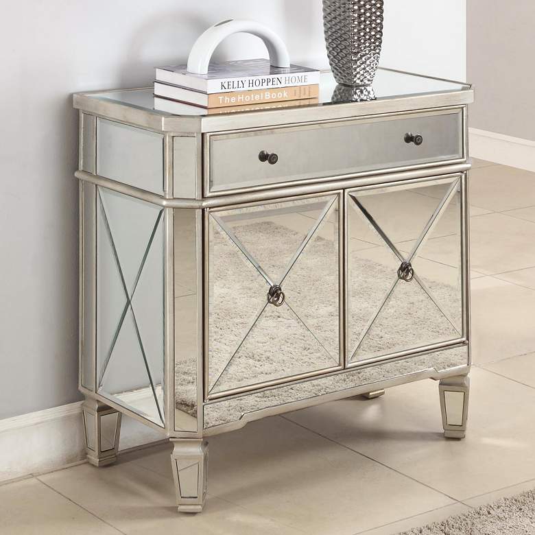 Image 1 Hailey 32 inch Wide Mirrored Console Accent Cabinet