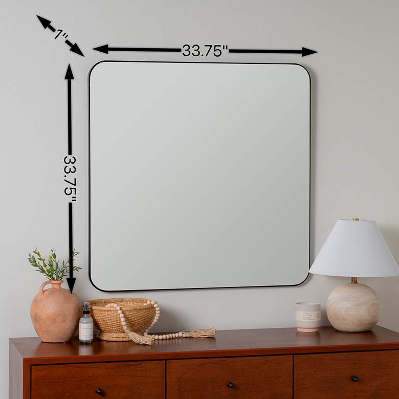 Image 5 Hailey Matte Black 33 3/4 inch x 34 inch Square Wall Mirror more views