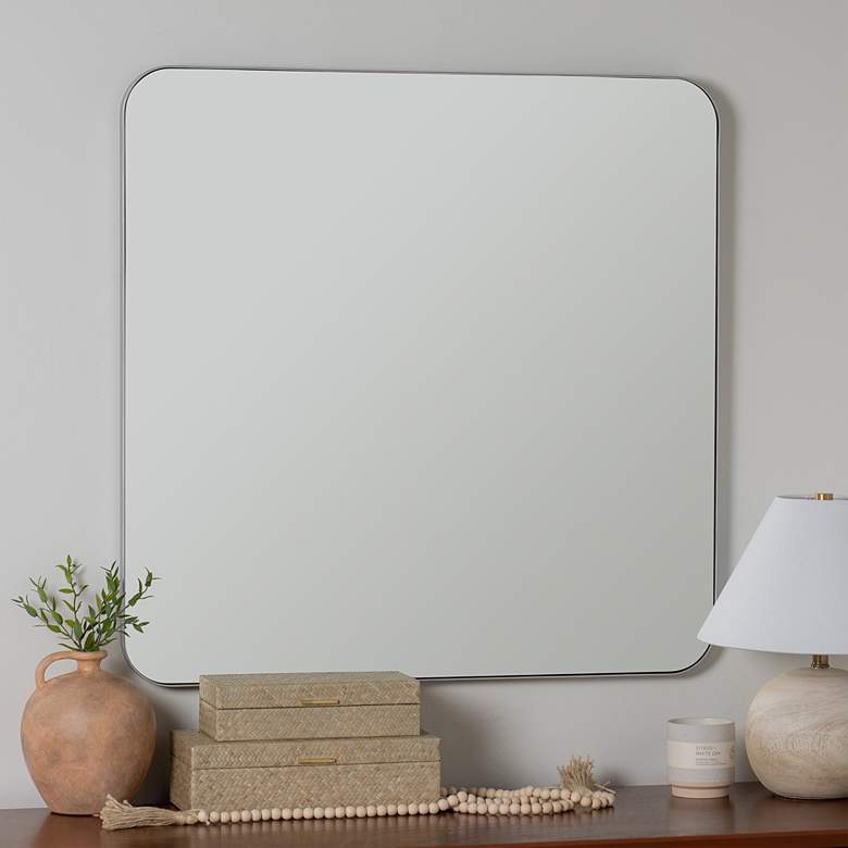 Image 1 Hailey Shiny Silver 33 3/4 inch Square Wall Mirror