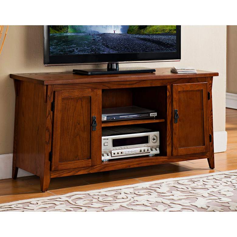 Image 1 Hailley 50 inch Wide Russet Oak 2-Door TV Stand Console by Leick