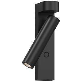 Image1 of Haim 6" Aimable Textured Black Wall Lamp w/Uplight