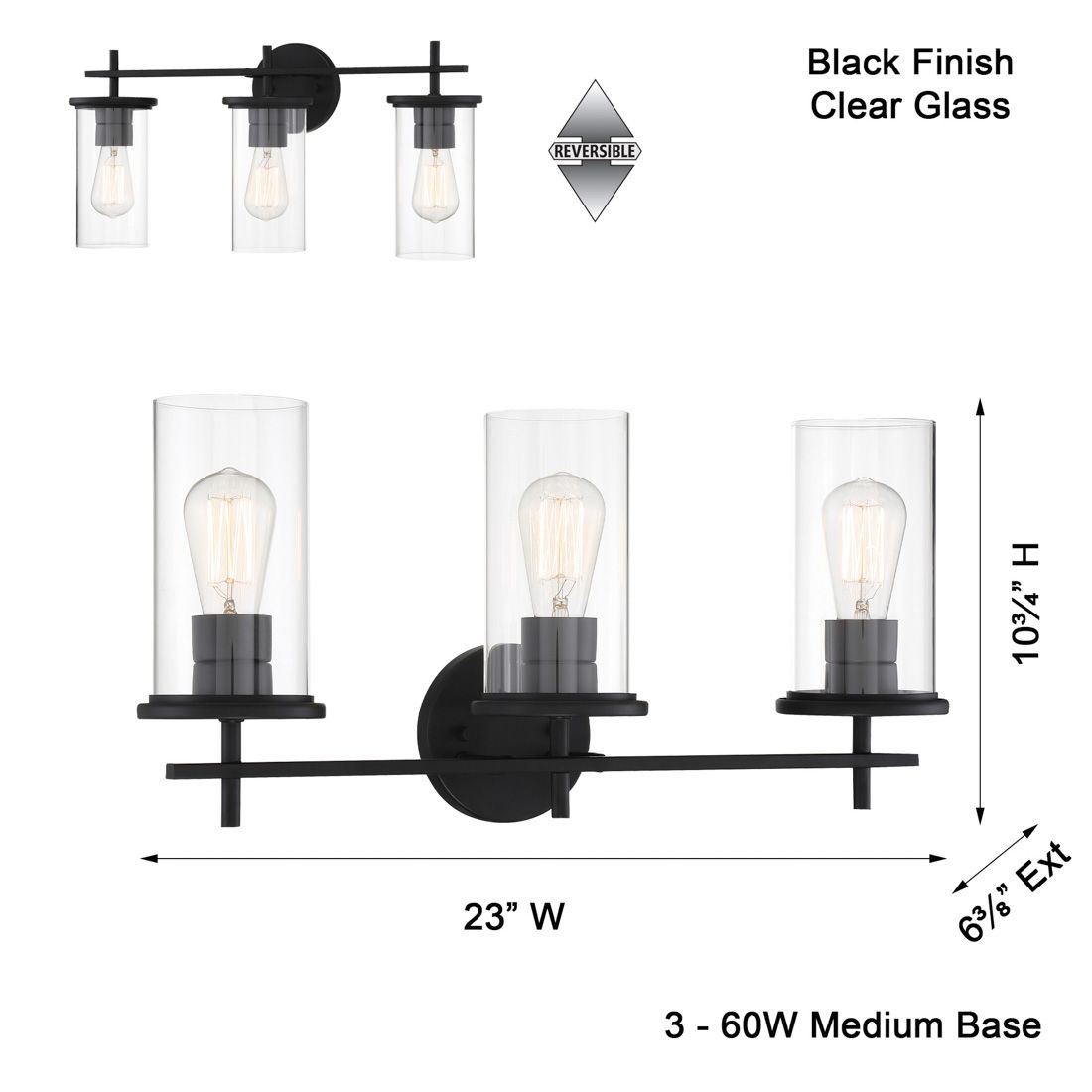 Haisley 23" Wide Coal 3-Light Bath Vanity Light