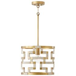 Hala 13" Wide Patinaed Brass and Natural Jute Pendant Light