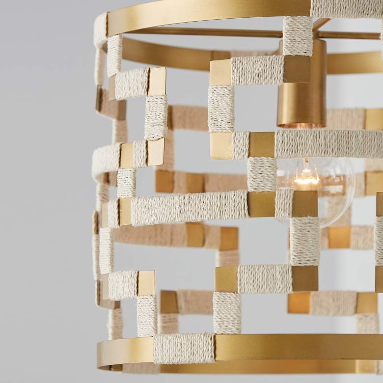 Image 3 Hala 13" Wide Patinaed Brass and Natural Jute Pendant Light more views